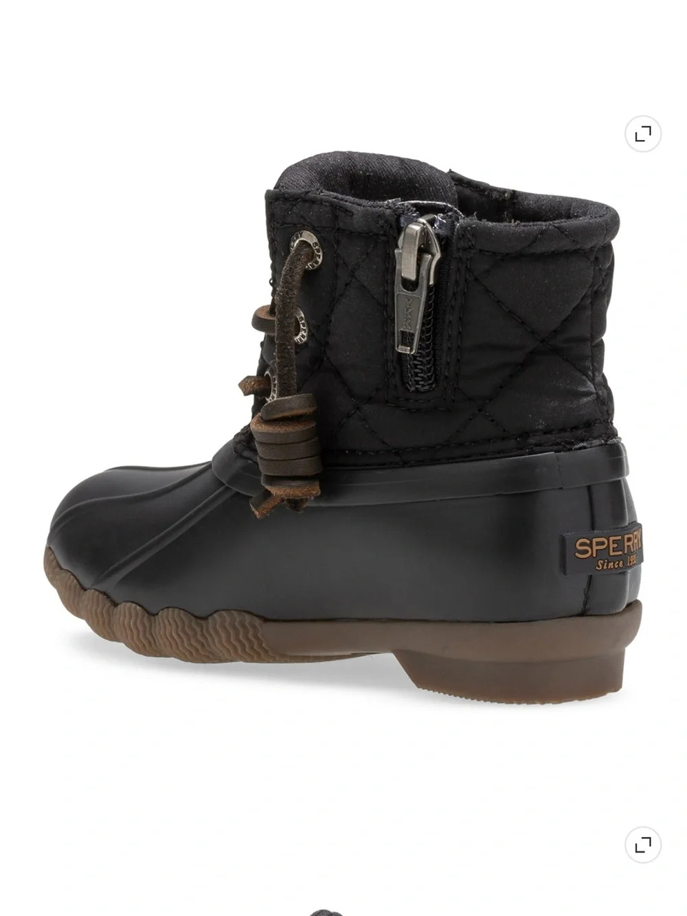 Sperry Kids Black Quilted Duck Boot